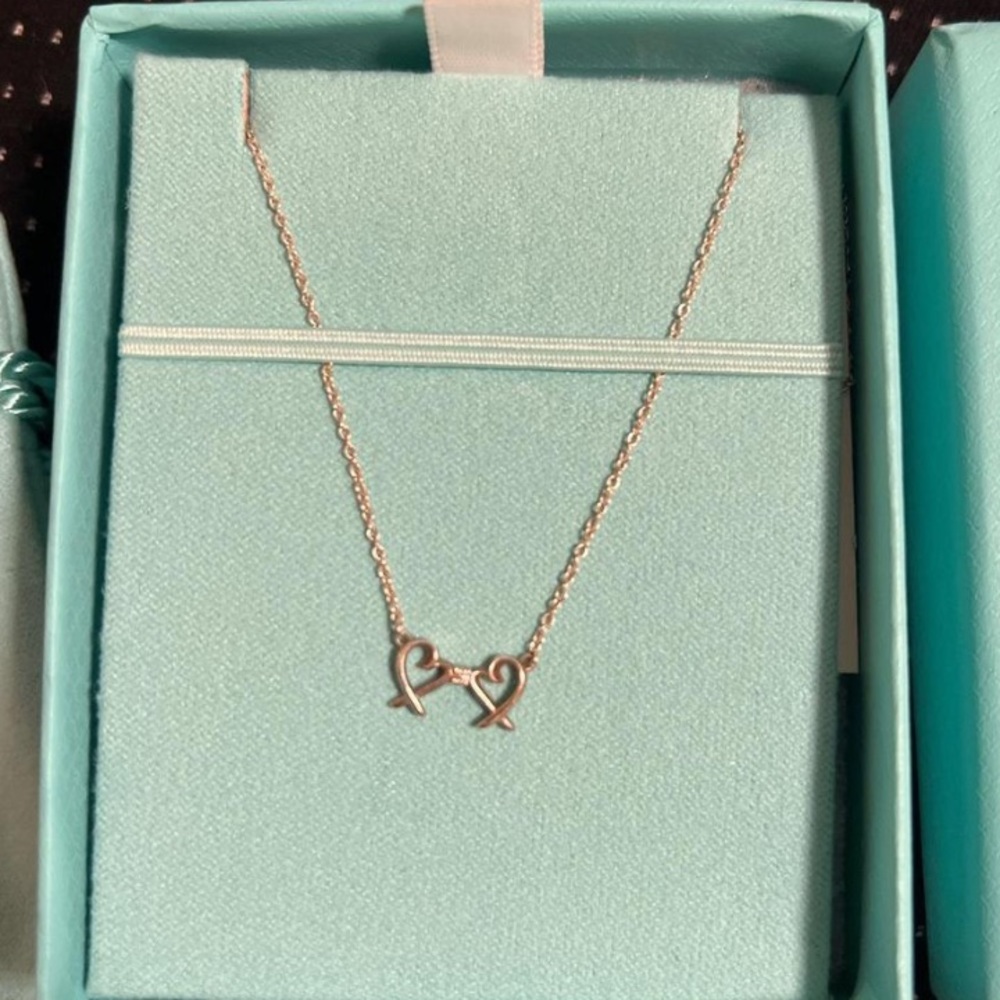 Tiffany and co Paloma Picasso Diamond Double Heart Necklace
